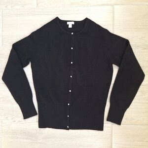 Apt 9 Women's 100% Cashmere Black Cardigan Sweater Rhinestone Buttons - Small